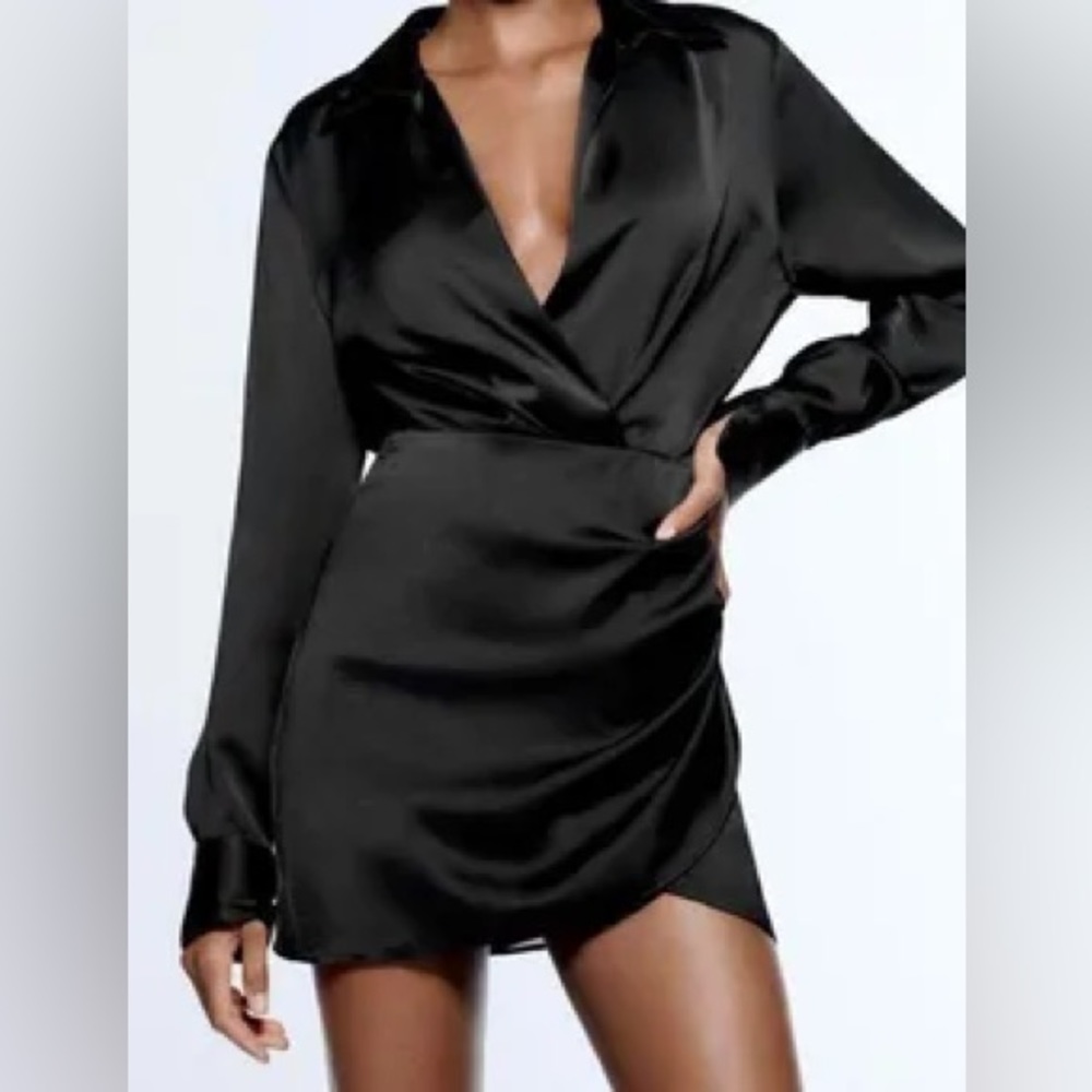 Zara Satin Black Dress